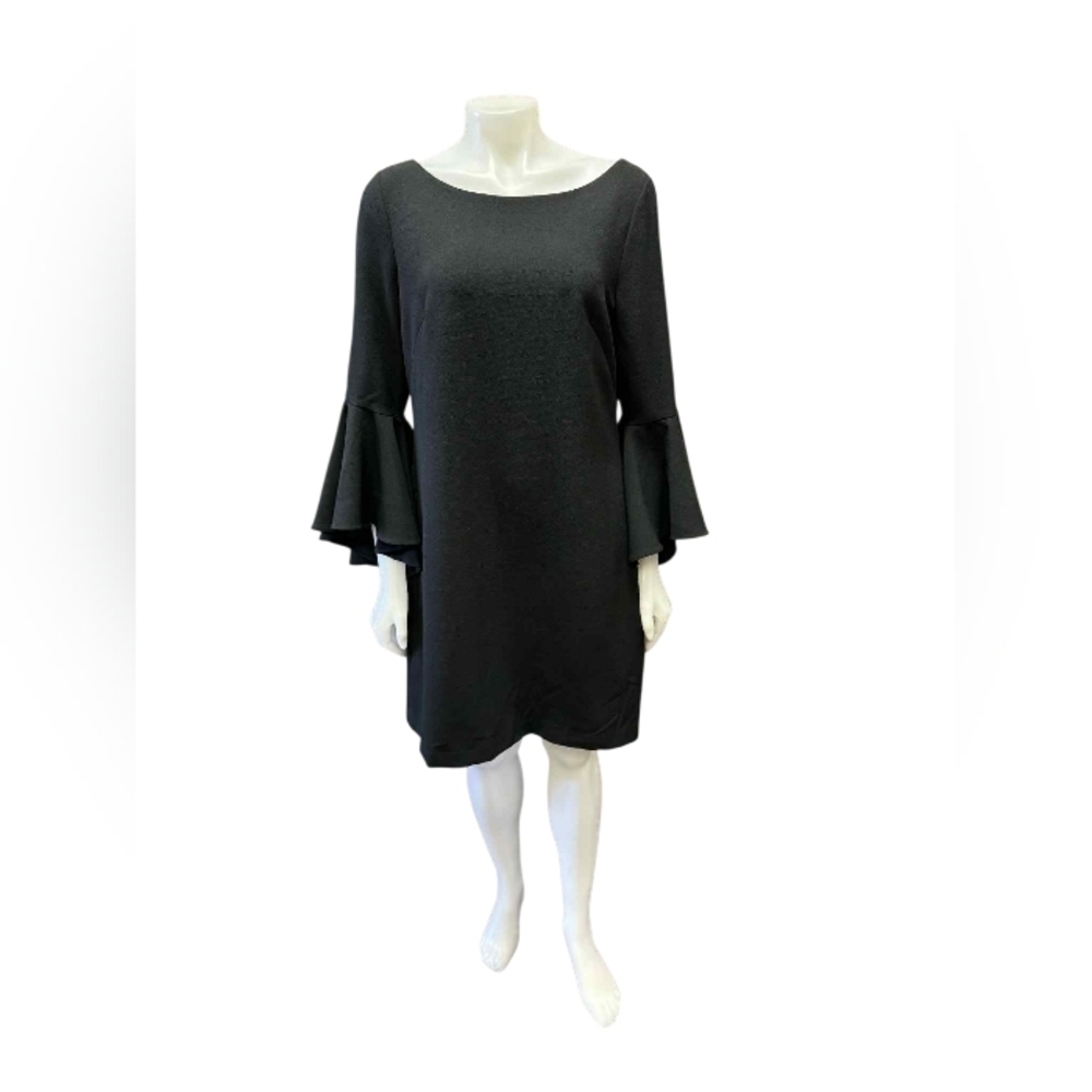 Eliza J Dress Black Long Bell Sleeve Black Size approx Large